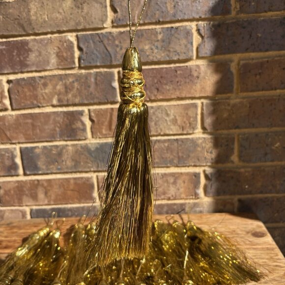 Lot of 20 Gold Tassel Tinsel Holiday Christmas Tree Ornaments 10 Inches Long - Picture 2 of 5